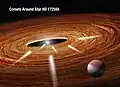 Artist's impression of exocomets plunging into young star HD 172555.[44]