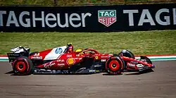 Hamilton driving the Ferrari SF-25 at the 2025 Emilia Romagna Grand Prix