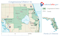 Map of Florida's 16th congressional district with the boundaries from 2003 to 2013