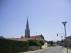 The church and surroundings in Le Barp