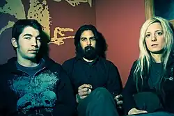 Fuck the Facts in 2008. Left to right: Mathieu Vilandré, Topon Das, and Mel Mongeon.