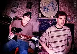 The two formers of Füxa at Mission Control Studio, Warren, Michigan in 1997. From left to right: Randall Nieman and Ryan Anderson