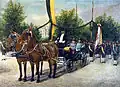 Emperor Franz Joseph I in Merano (black-gold flag), 1900