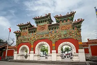 Glazed porcelain paifang at Fahua Temple, Datong, Shanxi.
