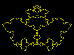 Moth, variant of the Koch snowflake, tiled with infinite copies of itself[10]