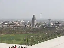 The township of Famen, with the Famen Temple and its pagoda in the center, the latter rebuilt during the Ming dynasty