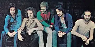 Family in 1972. Left to right: John "Charlie" Whitney, Jim Cregan, Rob Townsend, John "Poli" Palmer, Roger Chapman