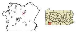 Location of Dunbar in Fayette County, Pennsylvania.