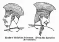 Closeup of iconic "feathered" Peleset helmets