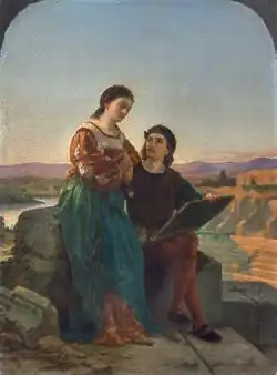 Raffaello and la Fornarina, by Faruffini (1857)