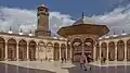 The mosque sahn, with the fountain (center right) and the clock tower (center left) visible