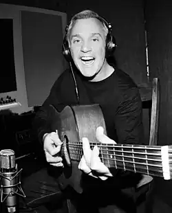 Feldmann with his Martin acoustic at Foxy Studios in 2015