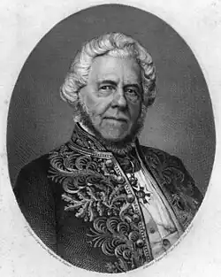 Black and white portrait, bust, of an elderly Ferdinand Favre in ceremonial attire.