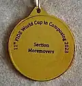 Reverse of the medal with engraved competition details.