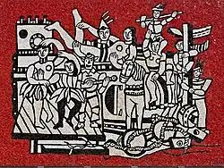 Grand parade with red background, 1958 (designed in 1953), mosaic, National Gallery of Victoria