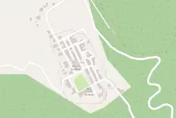OSM map of Ficuzza showing the municipal border[2] of the enclave, the wood (green) and the Royal Palace (light green)