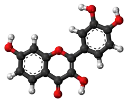Ball-and-stick model of the fisetin molecule