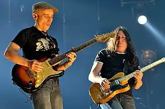 Fito Cabrales (left) and Carlos Raya of Fito & Fitipaldis performing in Barcelona in 2009
