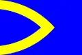 Flag of Předklášteří, Czech Republic, with chevron "in the shape of a gothic arch" [8]