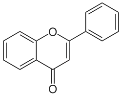 Molecular structure of the flavone backbone (2-phenyl-1,4-benzopyrone)