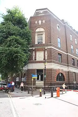 The red brick building sports a misleading sign that claims the "Fleming discovered penicillin".