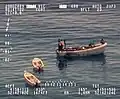 A U.S. military aircraft targeting Somali pirates with its gun camera