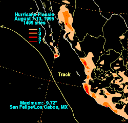A color-coded map showing where and how much rain fell across Mexico.