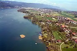 Aerial view of Sutz and Lattrigen villages