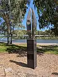 Bert Flugelman 2005, Tribute, black granite and stainless steel sculpture, Adelaide Festival Centre, Adelaide
