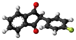 Ball-and-stick model of the fluindione molecule