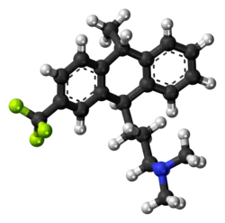 Ball-and-stick model of the fluotracen molecule