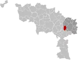 Location of Fontaine-l'Évêque in Hainaut
