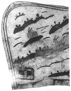 Manuscript map showing Ford Palace and Park, possibly drawn in 1624.