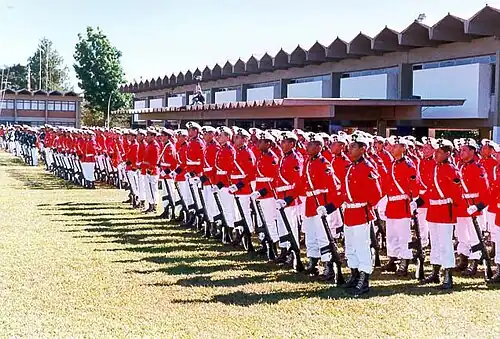 The Brazilian Marine Corps wears a dress uniform called A Garança.