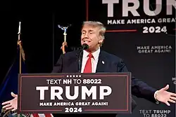 Donald Trump at a campaign event in New Hampshire in January 2024
