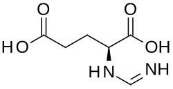 2D representation of the chemical structure of formiminoglutamic acid.