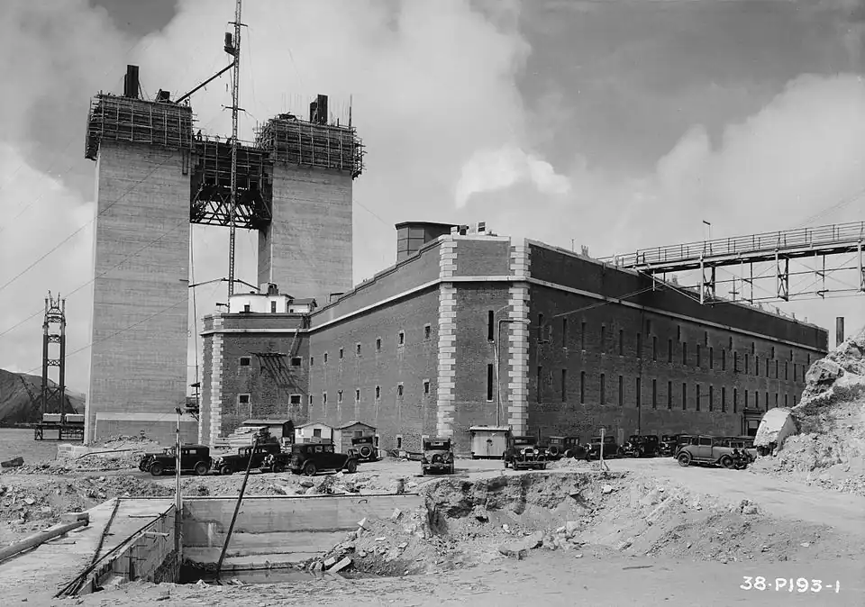 Fort Point in 1934, with the Golden Gate Bridge under construction