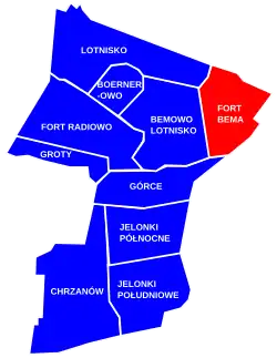 Location of the Fort Bema neighbourhood within Bemowo district