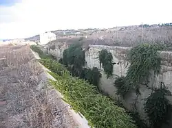 View along the forward ditch looking towards the right hand caponier.