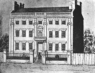 Foster-Hutchinson house, corner of Garden Court and Fleet St. Probably built ca.1686 by merchant John Foster. Occupied by merchant Thomas Hutchinson (d.1739) (father of Governor Hutchinson, who was born in the house)[10]