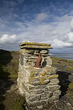 Monument to the last British great auk at Fowl Craig, Orkney