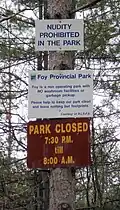 Signs displaying the park rules.