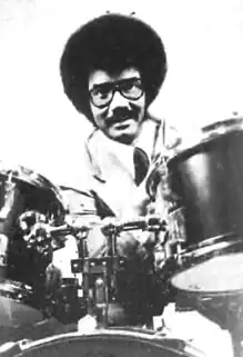 Jazz drummer Frank Gant in a 1976 DownBeat advertisement