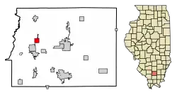 Location of Valier in Franklin County, Illinois.