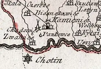 Kamieniec on the map of Johann Franz Joseph von Riley (1789)