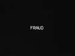 The word "Fraud" written in all caps in a white home video-style font, centered on a black background.