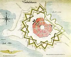 Fredrikshamn (Hamina), fortress-town plan, Axel von Löwen, 1723.