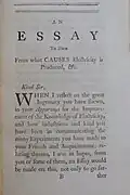 First page of "An essay to shew the cause of electricity, and why some things are non-electricable"