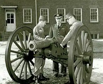 US National Park Service photo shows an original Canon de 4 de Vallière being examined by three US Army personnel.