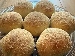 Pandesal fresh and hot from the oven.